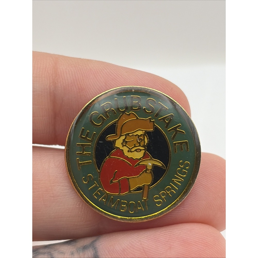 The Grubstake Steamboat Springs Restaurant Old Prospector Lapel Hat Pin